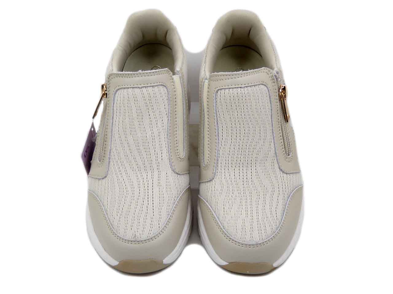 Sneakers Slipon Donna Beige, Zeppa 4 cm DS GEL, Plantare Estraibile, DONNA SERENA - 146029