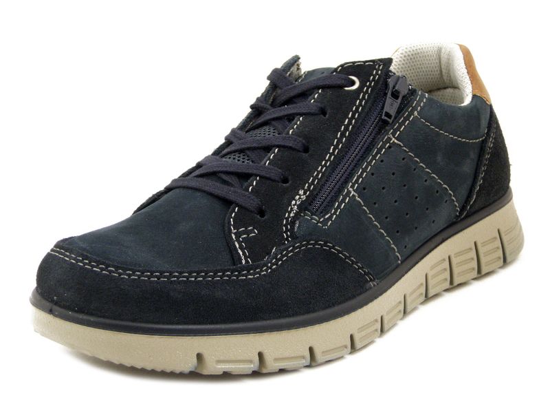 Sneakers Uomo in Pelle Blu con Cerniera, Pianta Larga, IMAC - 102120 Sneakers Uomo in Pelle Blu con Cerniera, Pianta Larga, IMAC - 102120