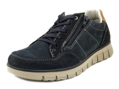 Sneakers Uomo in Pelle Blu con Cerniera,  Pianta Larga, IMAC - 102120