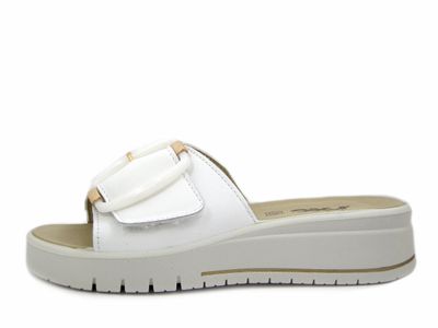 Sandali Ciabatte Donna in Pelle Bianco con Strap, Zeppa Bassa 4 cm, Imac - 108040 Sandali Ciabatte Donna in Pelle Bianco con Strap, Zeppa Bassa 4 cm, Imac - 108040