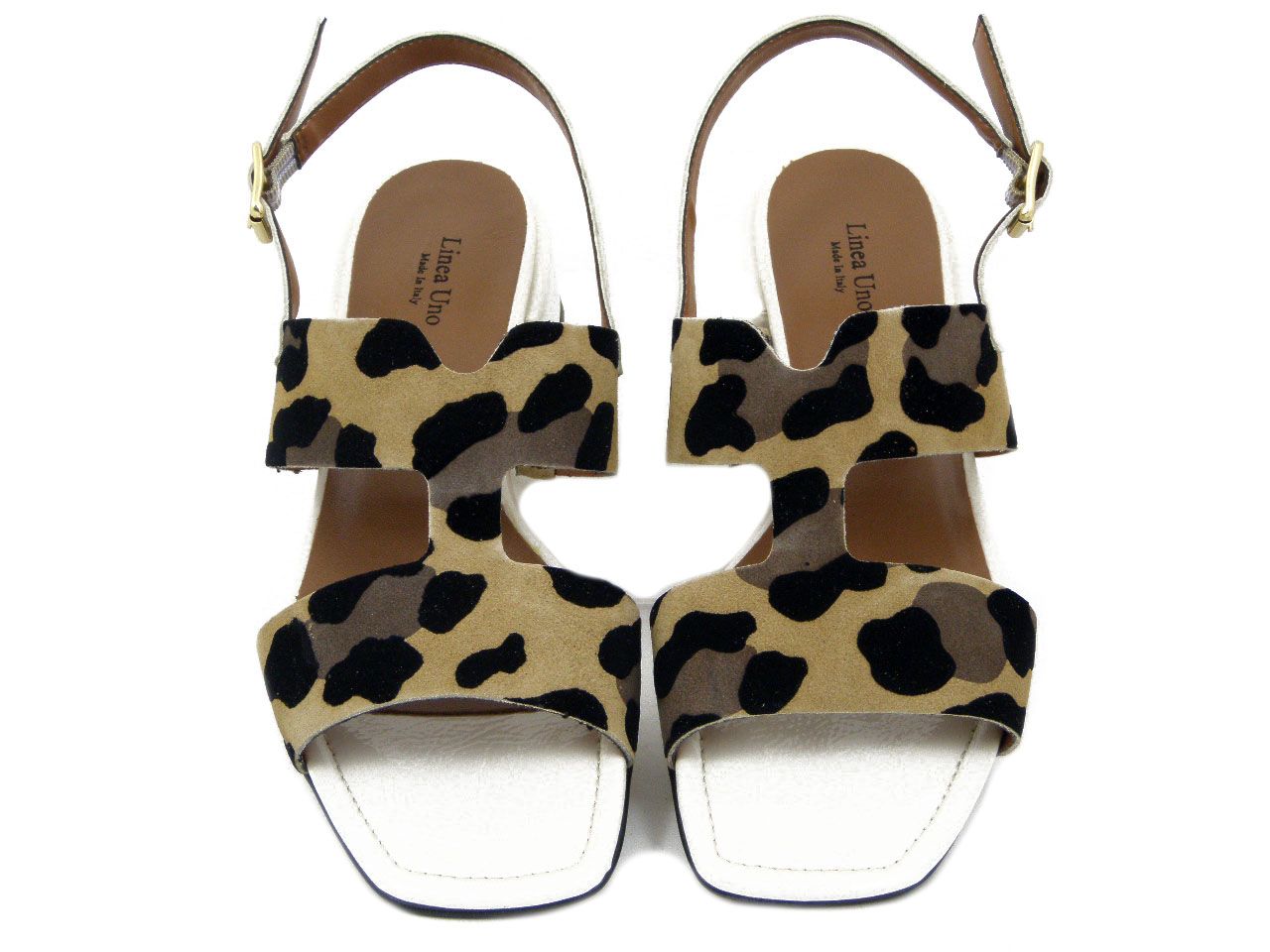 Sandali Donna in Pelle Animalier, Tacco Basso 3 cm, Linea Uno - K1500
