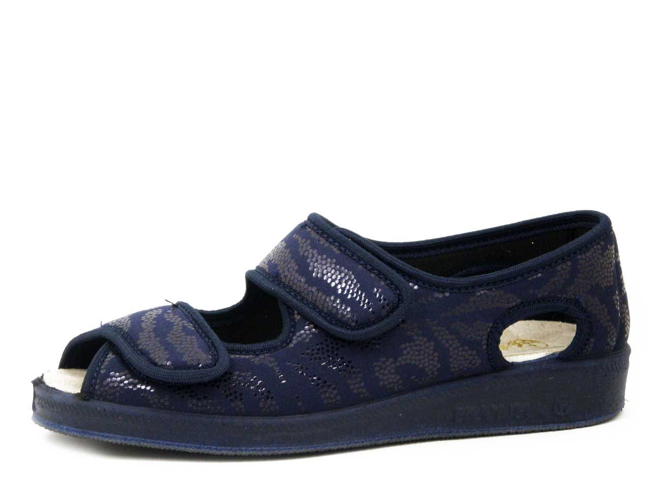 Pantofole Ciabatte Donna in Tessuto Blu, Doppio Strap, EMANUELA - 667NEO