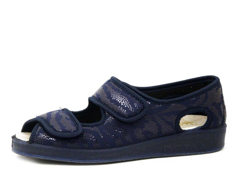 Pantofole Ciabatte Donna in Tessuto Blu, Doppio Strap, EMANUELA - 667NEO