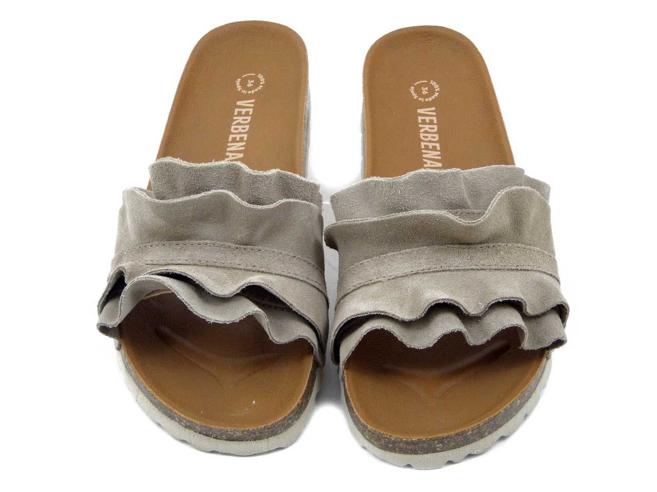Sandali Donna Ciabatta in Pelle Camoscio Beige, VERBENAS - ROCIO