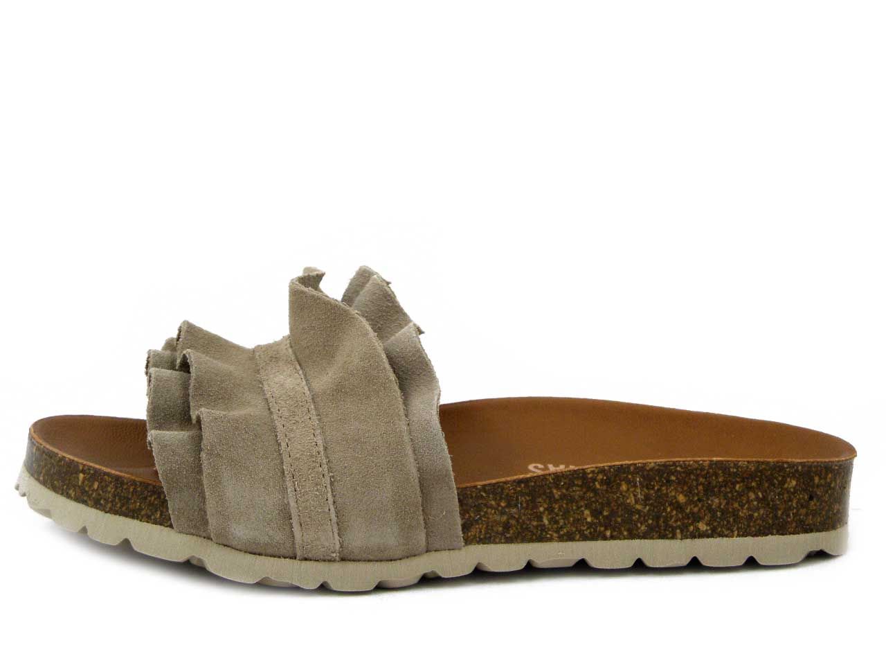 Sandali Donna Ciabatta in Pelle Camoscio Beige, VERBENAS - ROCIO
