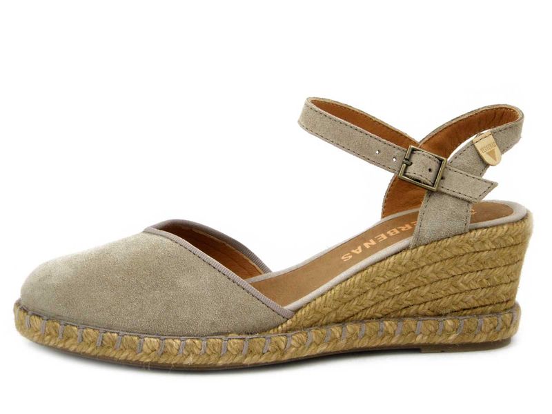 Espadrillas in Pelle Camoscio Beige, Zeppa Media 6 cm,  VERBENAS - MAGGIE