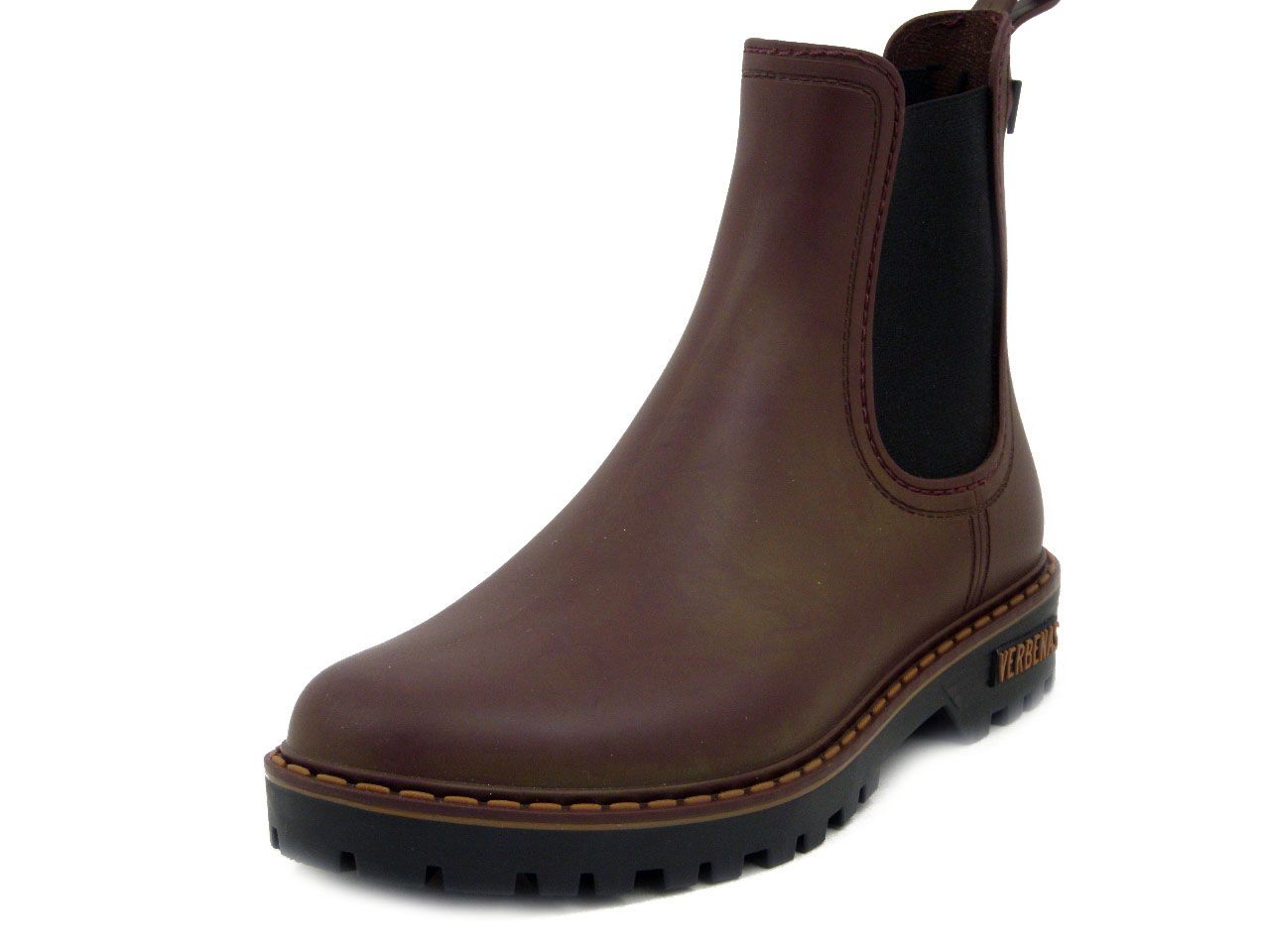 Stivaletti da Pioggia Donna in Gomma Bordeaux, Tacco Basso, VERBENAS - GAUDIBO