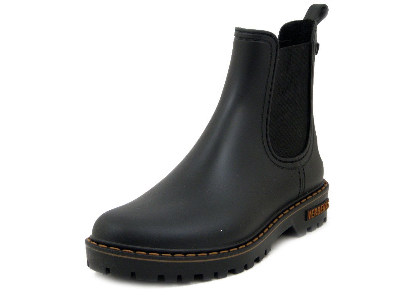 Stivaletti da Pioggia Donna in Gomma Neri, Tacco Basso, VERBENAS - GAUDINE