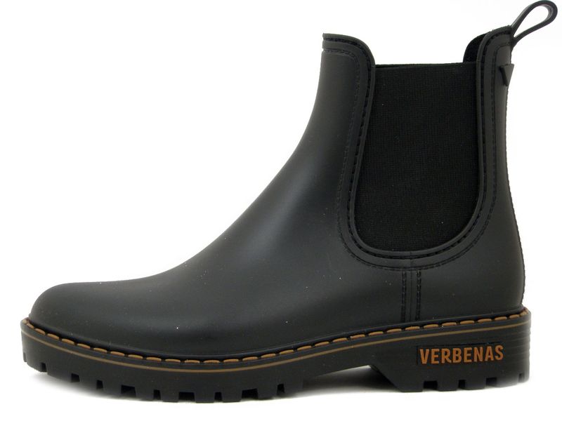Stivaletti da Pioggia Donna in Gomma Neri, Tacco Basso, VERBENAS - GAUDINE