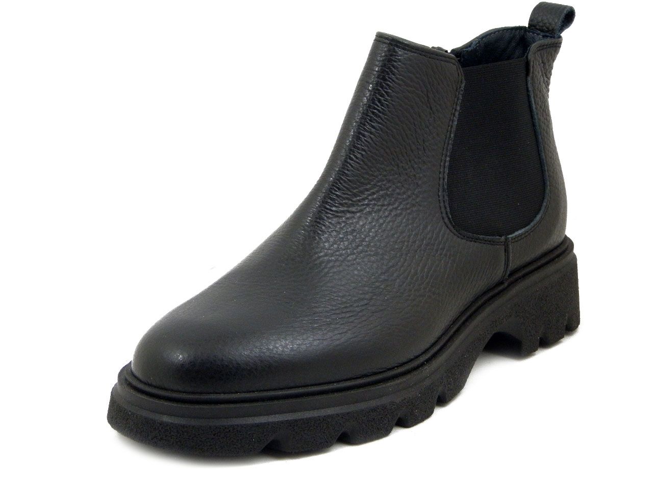 Stivaletti Donna in Pelle Nero con Elastico, Tacco Basso, VERNISSAGE - I4960