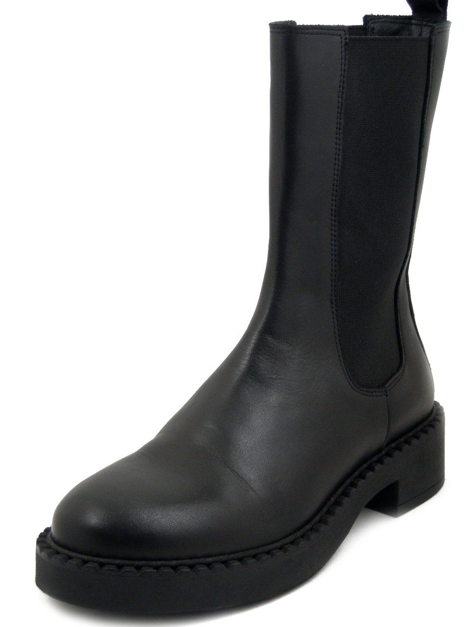 Stivaletti Donna Beatles in Pelle Nero con Elastico, Tacco Basso - 8240