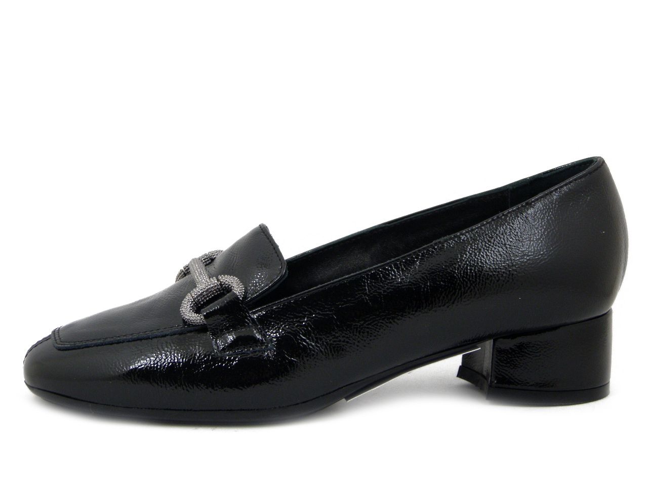 Mocassini Donna in Pelle Nappa Lucida Nero, Tacco Basso 3 cm, Soffice Sogno - I4CR35