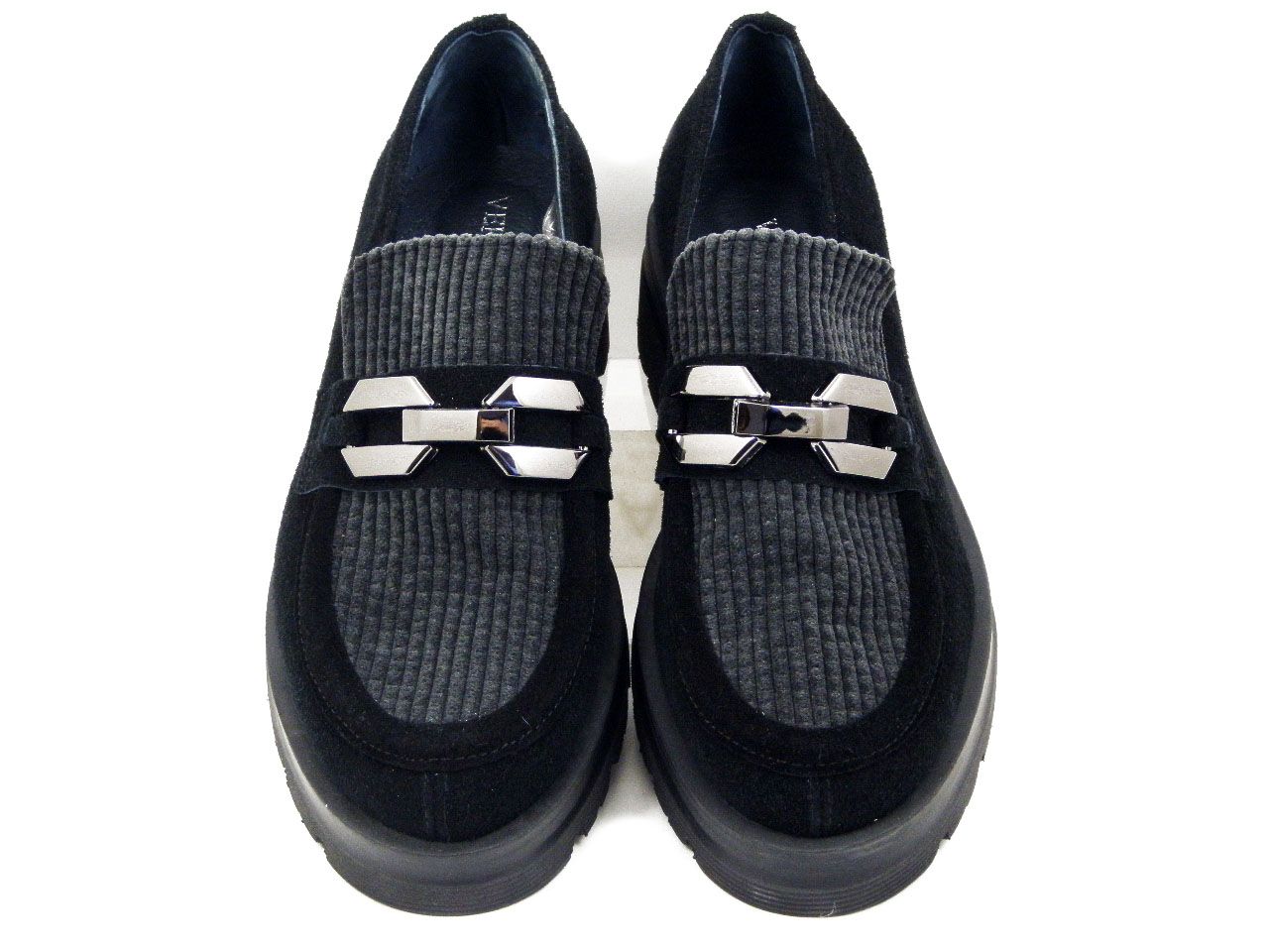 Mocassini Donna in Pelle Camoscio Nero e Velluto, Tacco Basso, Vernissage by Soffice Sogno - I4RZ4