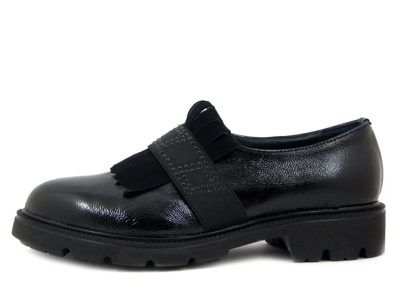 Mocassini Donna in Pelle Nappa Lucida con Frangia, Tacco Basso, Vernissage by Soffice Sogno - I417452VE