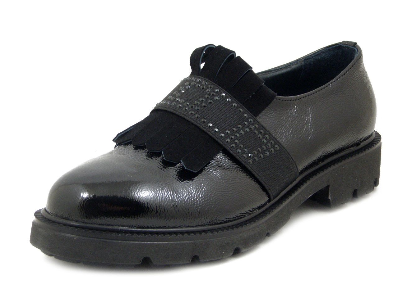 Mocassini Donna in Pelle Nappa Lucida con Frangia, Tacco Basso, Vernissage by Soffice Sogno - I417452VE