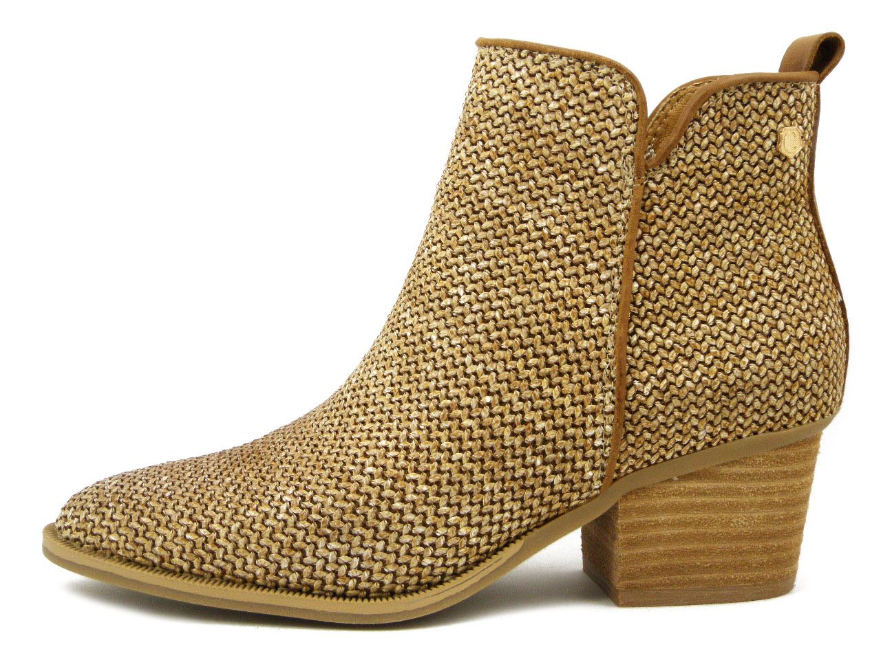 Stivaletti Donna Estivi in Tessuto Intrecciato Beige, Tacco Medio 5 cm, Carmela - 163223