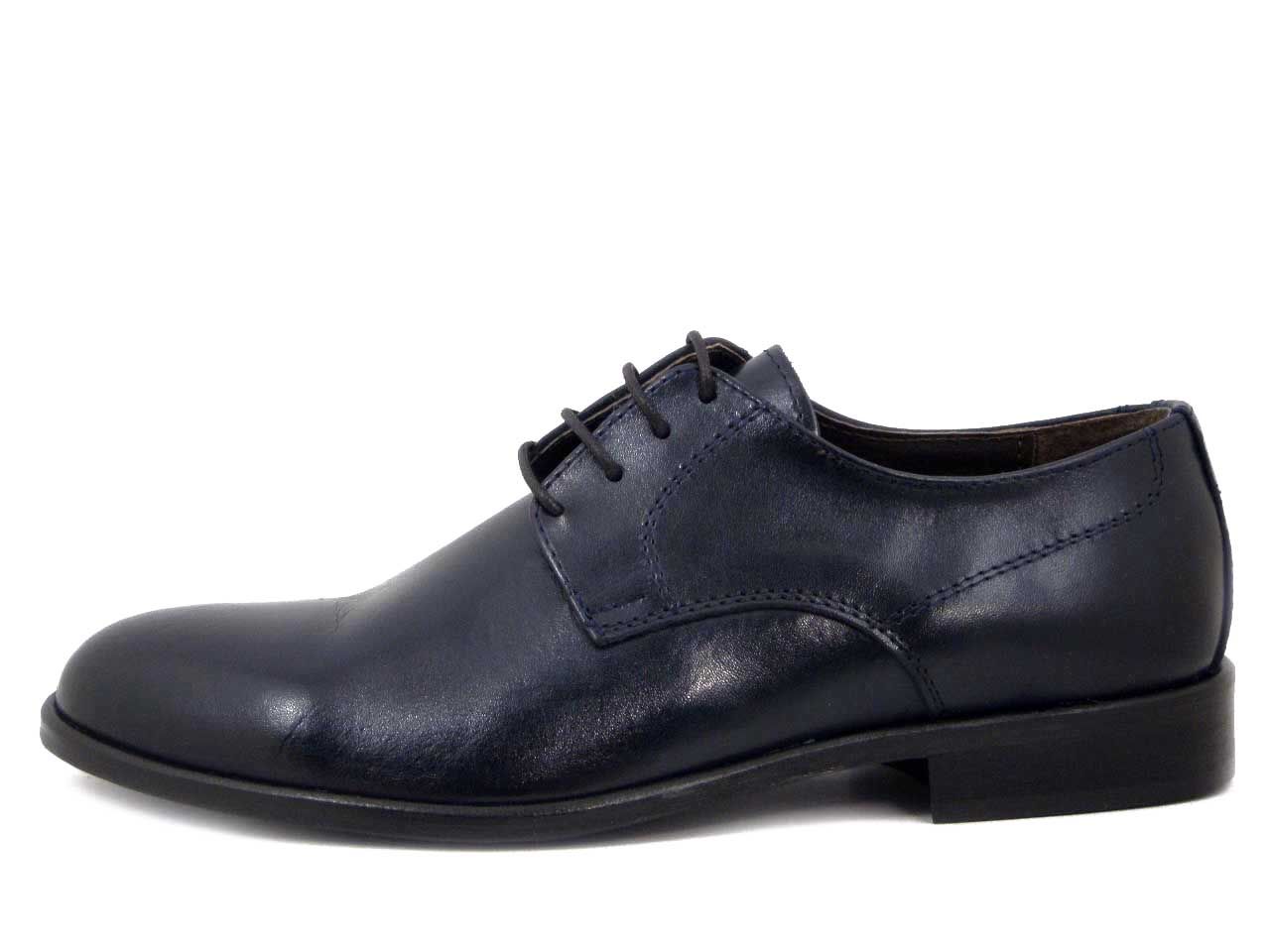 Scarpe Uomo Derby in Pelle Blu, Made in Italy - 600B