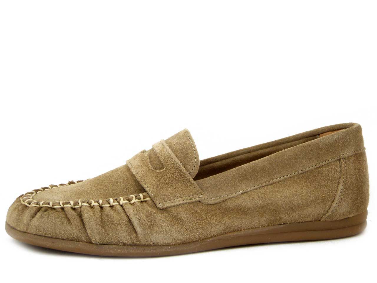 Mocassini Donna in Pelle Camoscio Beige, Osvaldo Pericoli - 0300