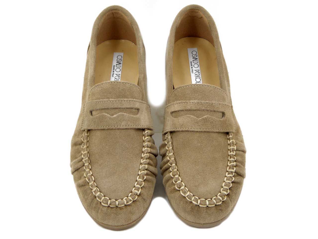 Mocassini Donna in Pelle Camoscio Beige, Osvaldo Pericoli - 0300