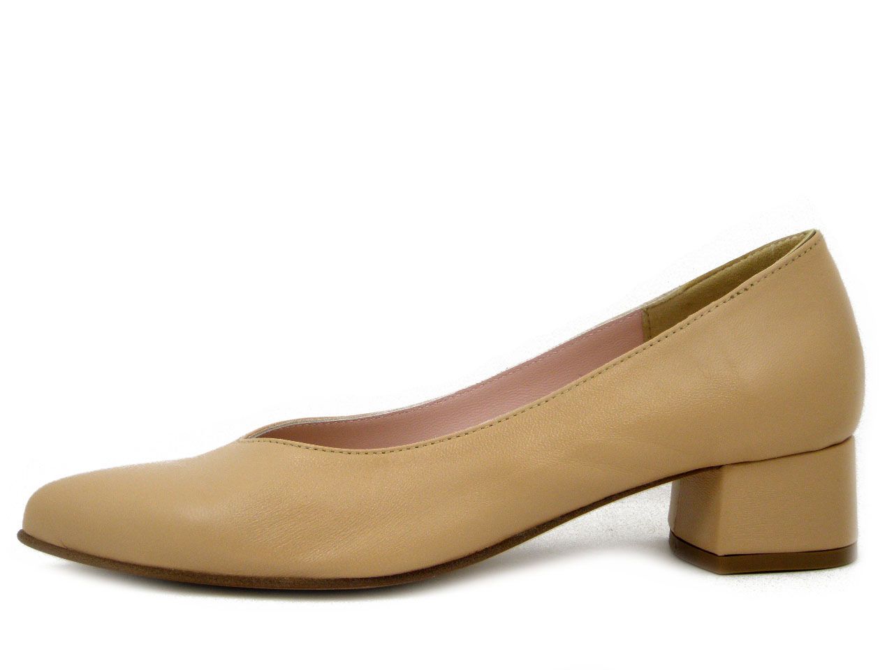 Decolleté in Pelle Beige Nude, Tacco Basso, Osvaldo Pericoli - DEC30