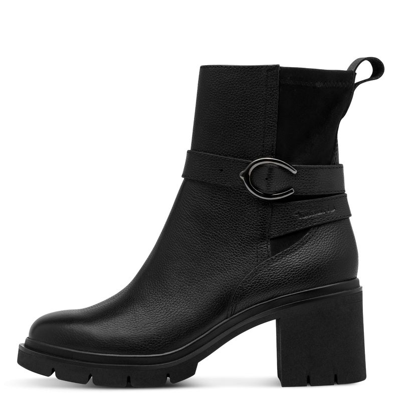 Stivaletti Donna in Pelle Nero, Tacco Medio, Plantare Estraibile, Pianta Larga, Tamaris Comfort - 85424 Stivaletti Donna in Pelle Nero, Tacco Medio, Plantare Estraibile, Pianta Larga, Tamaris Comfort - 85424