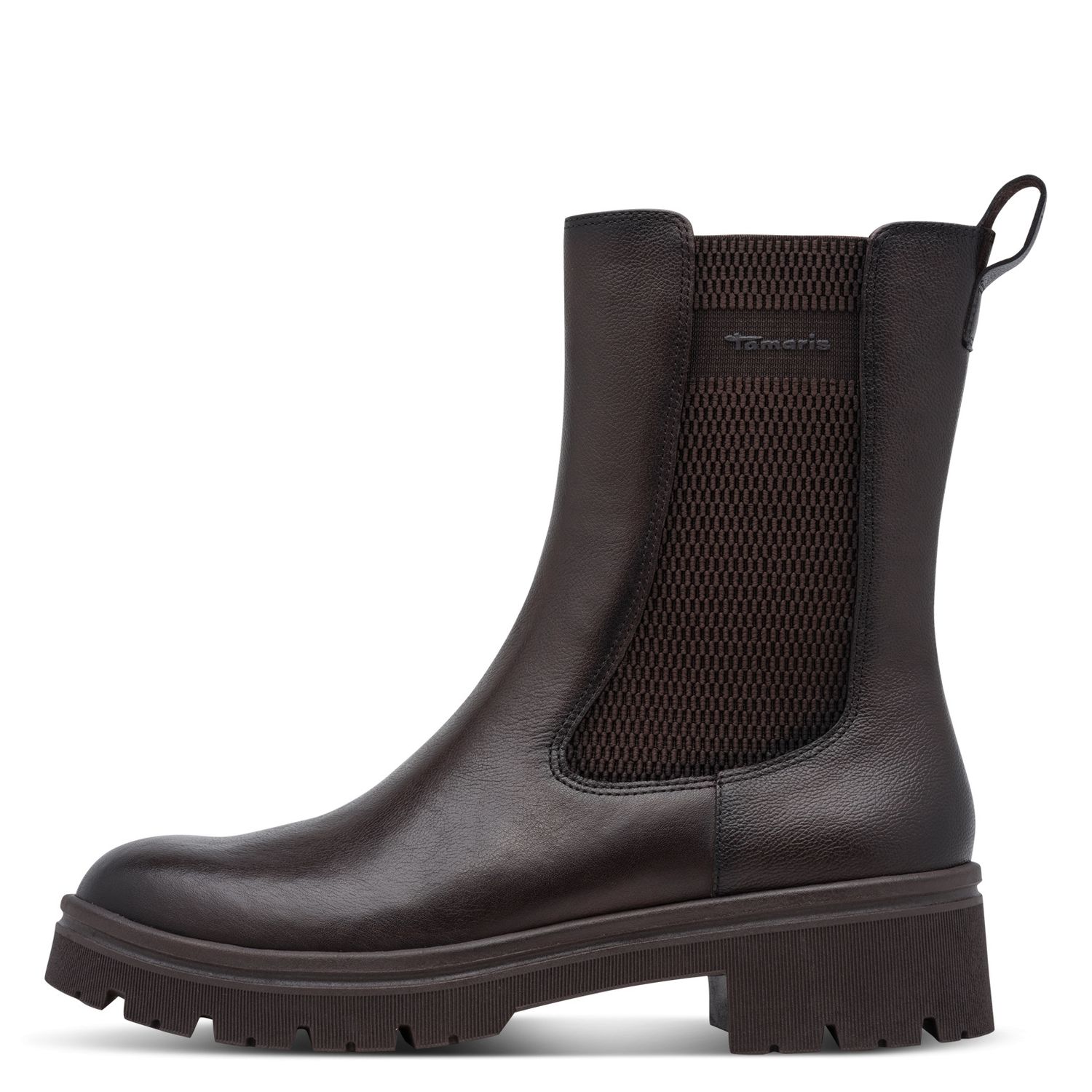 Stivaletti Donna in Pelle Marrone, Tacco Basso, Sottopiede Estraibile, Tamaris - 25457