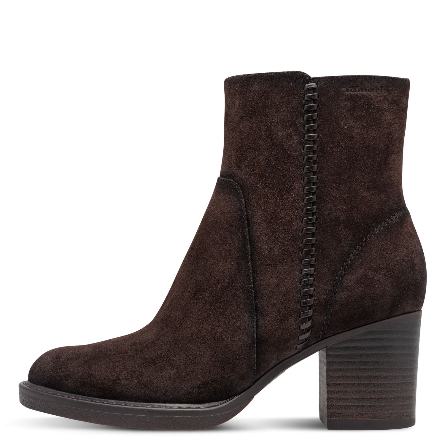 Stivaletti Donna in Camoscio Marrone, Tacco Medio 7 cm, Tamaris - 25343 Stivaletti Donna in Camoscio Marrone, Tacco Medio 7 cm, Tamaris - 25343