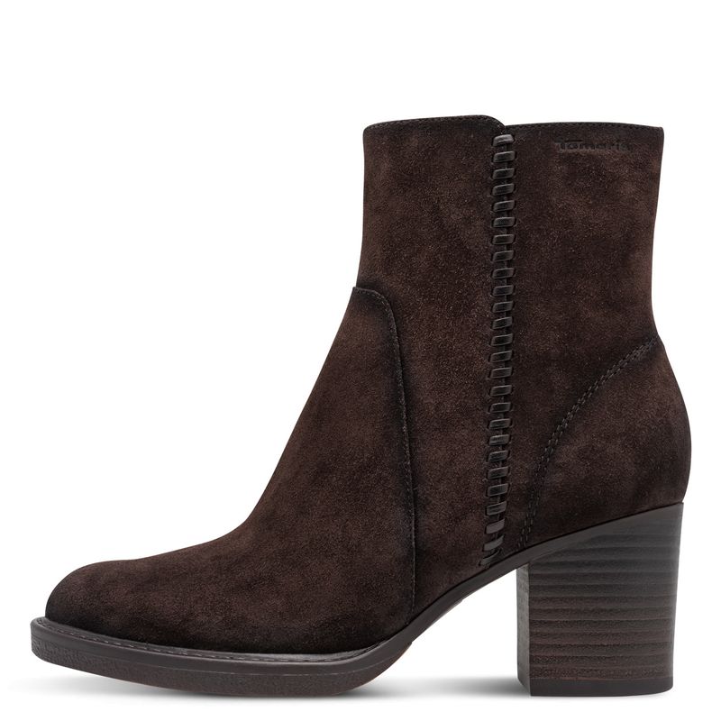 Stivaletti Donna in Camoscio Marrone, Tacco Medio 7 cm, Tamaris - 25343