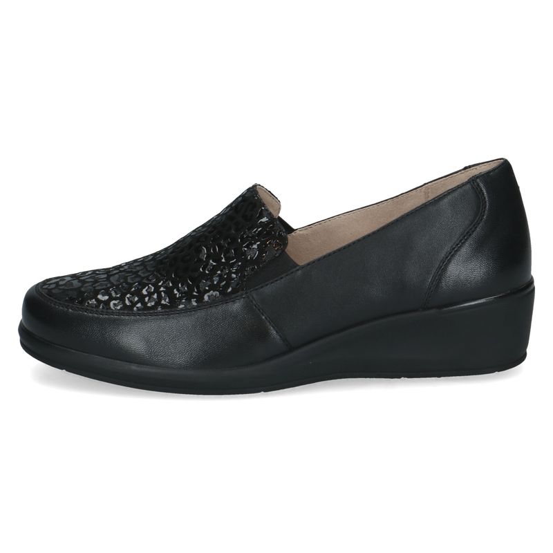 Mocassini Donna in Pelle Nappa Nero, Zeppa Bassa, Pianta Larga, Plantare Estraibile, CAPRICE - 24352 Mocassini Donna in Pelle Nappa Nero, Zeppa Bassa, Pianta Larga, Plantare Estraibile, CAPRICE - 24352