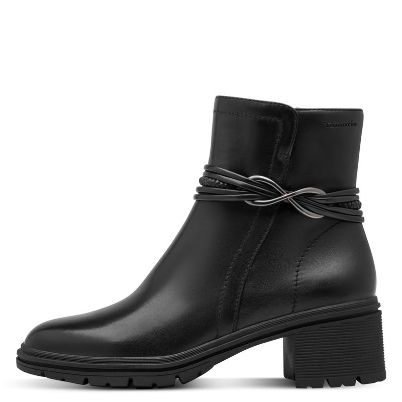 Stivaletti Donna in Pelle Nero, Tacco Medio, Tamaris - 25492