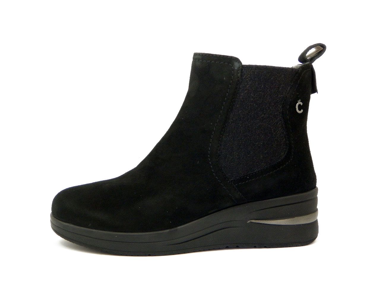 Stivaletti Donna in Camoscio Nero, Plantare Estraibile, Zeppa Bassa, CINZIA SOFT - 25929 Stivaletti Donna in Camoscio Nero, Plantare Estraibile, Zeppa Bassa, CINZIA SOFT - 25929