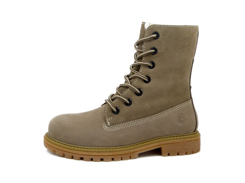 Scarponcini Donna in Pelle Nabuk Beige Taupe, Plantare Estraibile, Lumberjack - RIVER 7845