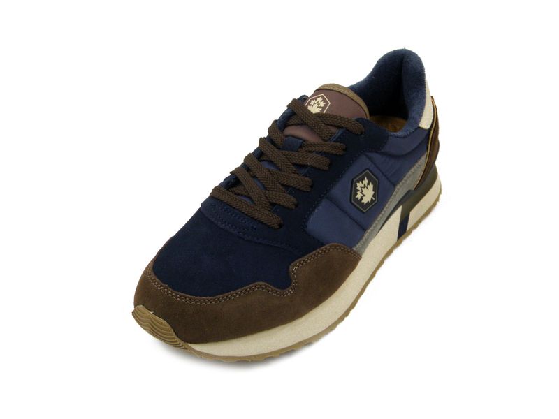 Sneakers Uomo in Pelle e Tessuto Marrone e Blu, Plantare Estraibile, LUMBERJACK - 7811