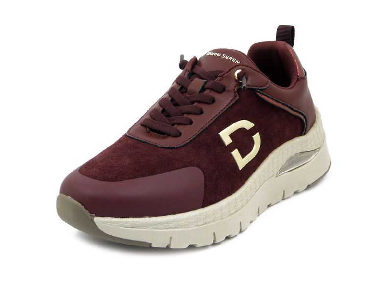 Sneakers Donna Rosso Bordeaux in Pelle e Tessuto, Zeppa 4 cm DS GEL, Plantare Estraibile, DONNA SERENA - 146137 Sneakers Donna Rosso Bordeaux in Pelle e Tessuto, Zeppa 4 cm DS GEL, Plantare Estraibile, DONNA SERENA - 146137