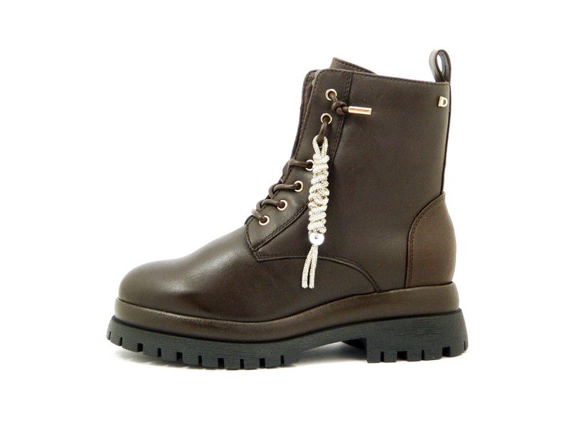 Stivaletti Anfibi Donna in Pelle Marrone con accessorio Gioiello, Tacco Medio, DONNA SERENA - 3D6236 Stivaletti Anfibi Donna in Pelle Marrone con accessorio Gioiello, Tacco Medio, DONNA SERENA - 3D6236
