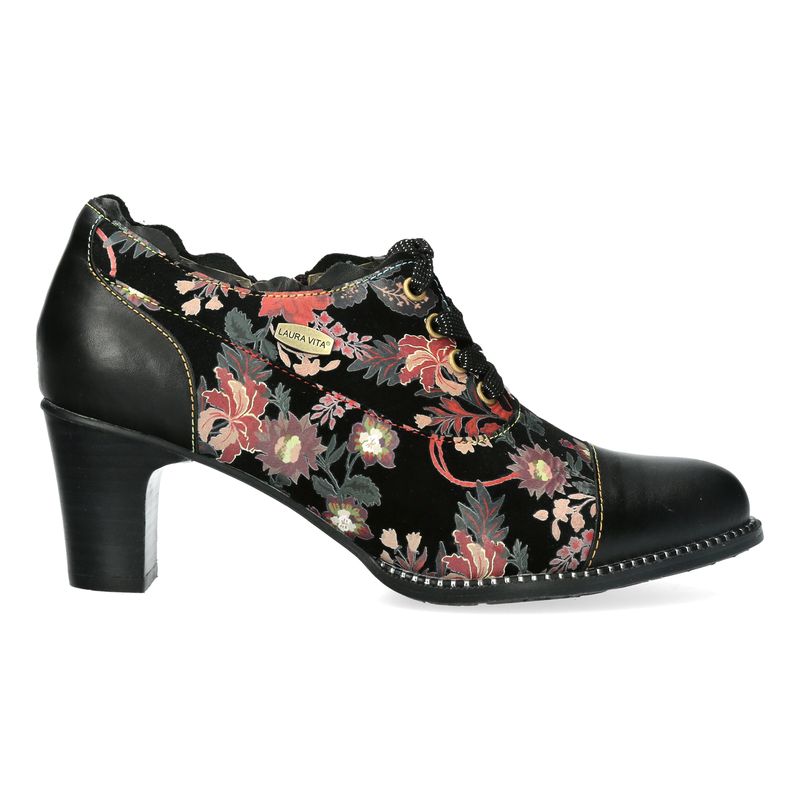 Francesine Donna in Pelle Nero Fantasia Floreale, Tacco Medio 6 cm, LAURA VITA - ELCODIEO231 Francesine Donna in Pelle Nero Fantasia Floreale, Tacco Medio 6 cm, LAURA VITA - ELCODIEO231