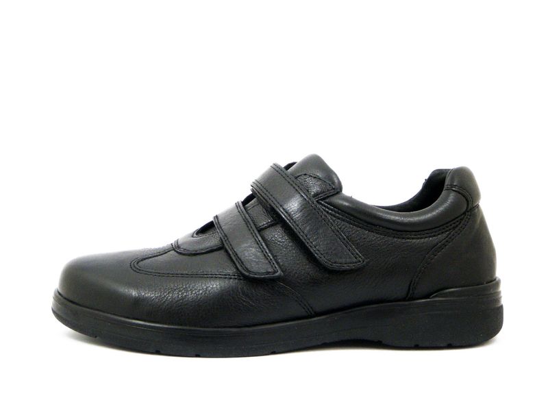 Scarpe Uomo in Pelle Nero con Doppio Strap, Pianta Larga, Plantare Estraibile - 3671 Scarpe Uomo in Pelle Nero con Doppio Strap, Pianta Larga, Plantare Estraibile - 3671