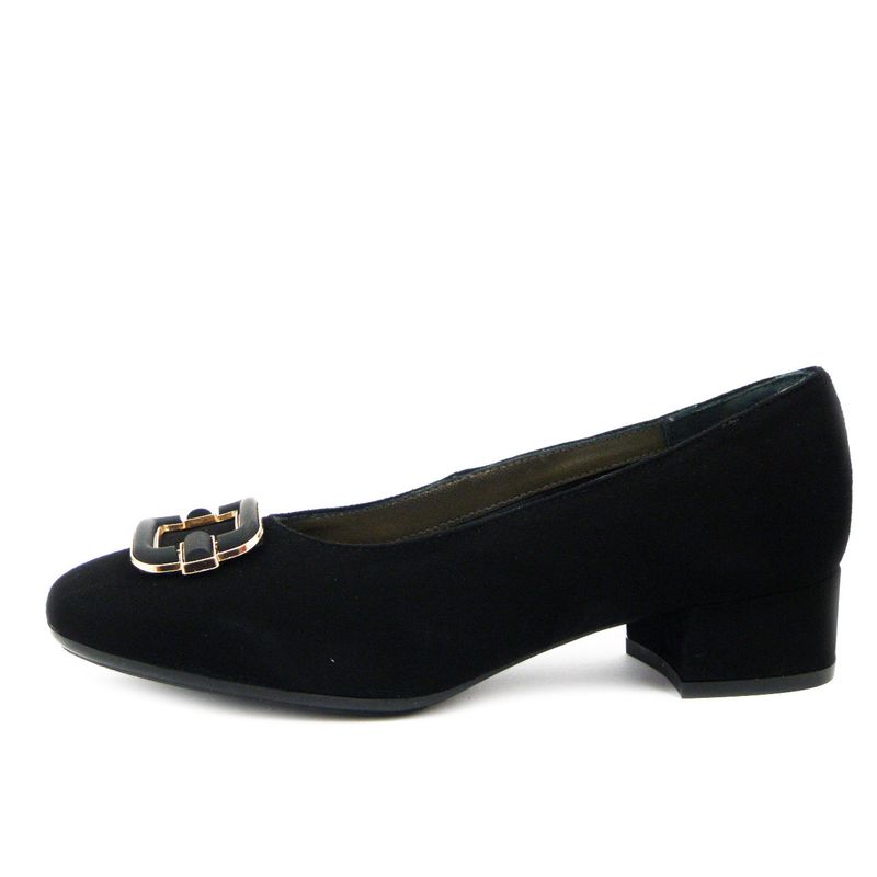Decolleté in Pelle Camoscio Nero, Tacco Basso 3 cm, Pianta Comoda, Made in Italy, Osvaldo Pericoli - I6CR36