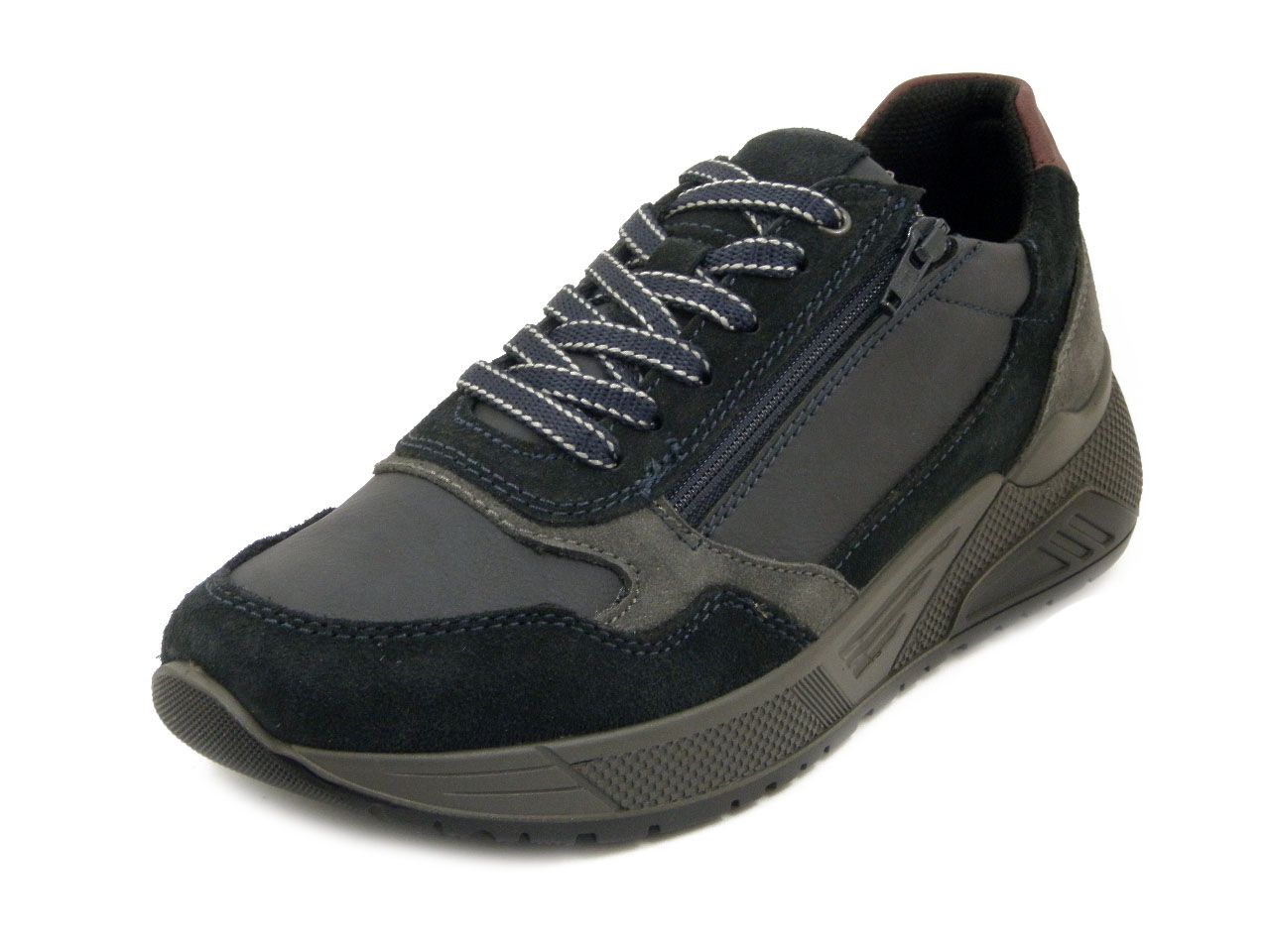 Sneakers Uomo con cerniera in Pelle Blu, IMAC - 203520 Sneakers Uomo con cerniera in Pelle Blu, IMAC - 203520