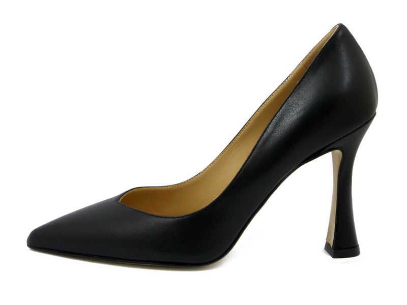 Decolleté in Pelle Nappa Nero, Tacco Alto 9 cm, Made in Italy, Osvaldo Pericoli - 909