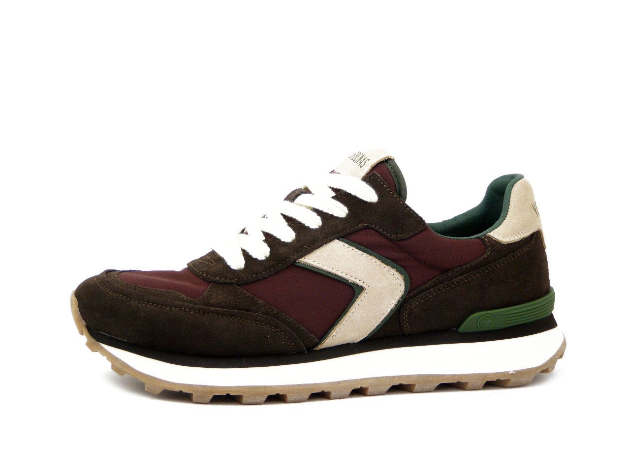 Sneakers Uomo in Pelle Camoscio Marrone e Tessuto Bordeaux, Plantare Estraibile, VERBENAS - 1160