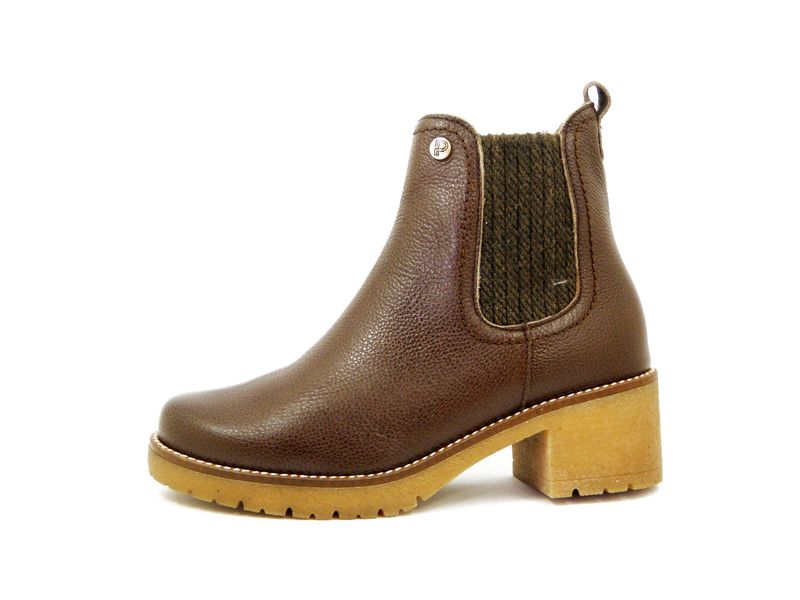 Stivaletti Donna in Pelle Marrone, Plantare Estraibile, Tacco Medio e Plateau, PITILLOS - 20523