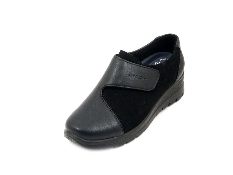 Scarpe Donna Comode in Eco Pelle Nero con Strap, Plantare Memory Estraibile, FLYFLOT - 47571 Scarpe Donna Comode in Eco Pelle Nero con Strap, Plantare Memory Estraibile, FLYFLOT - 47571