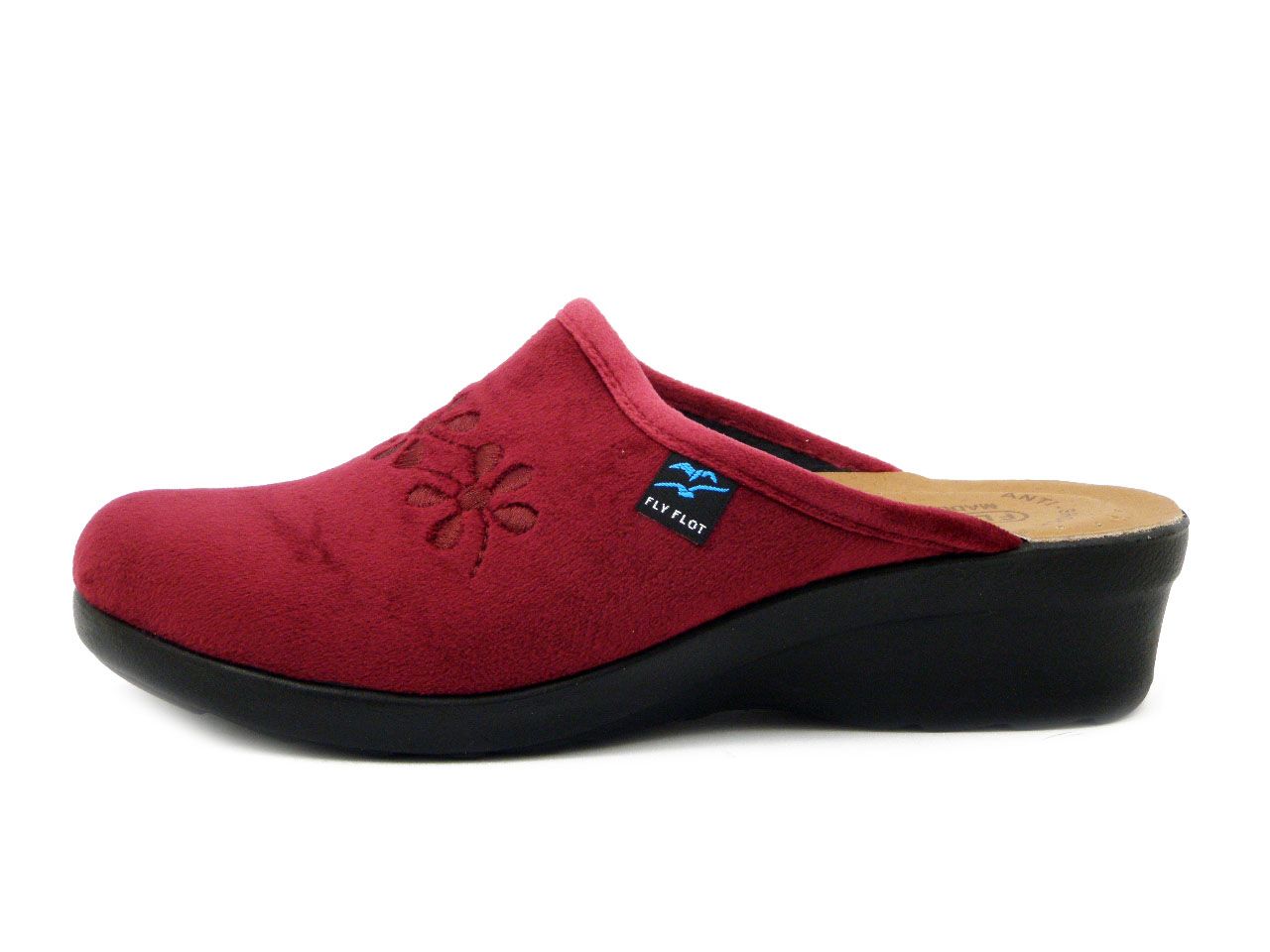 Pantofole Donna in Velluto Rosso, Sottopiede Vera Pelle, Zeppa Bassa, Flyflot - L7Y09BO Pantofole Donna in Velluto Rosso, Sottopiede Vera Pelle, Zeppa Bassa, Flyflot - L7Y09BO