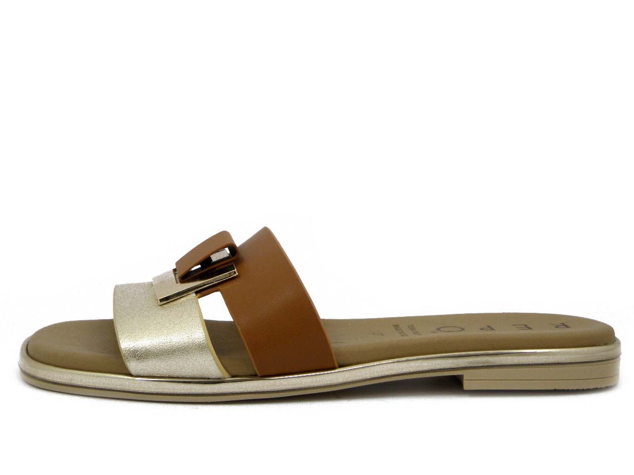 Sandalo Donna in Pelle colore Marrone/Oro , Tacco Basso, OSVALDO PERICOLI - 71116