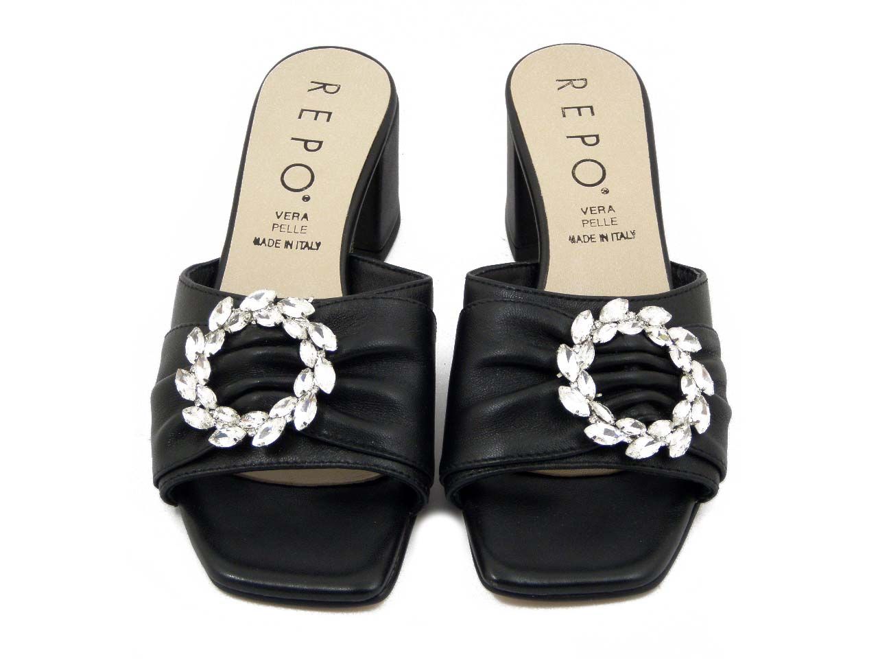 Sandali Donna in Pelle Nero, Tacco Basso 6 cm, OSVALDO PERICOLI - 38513