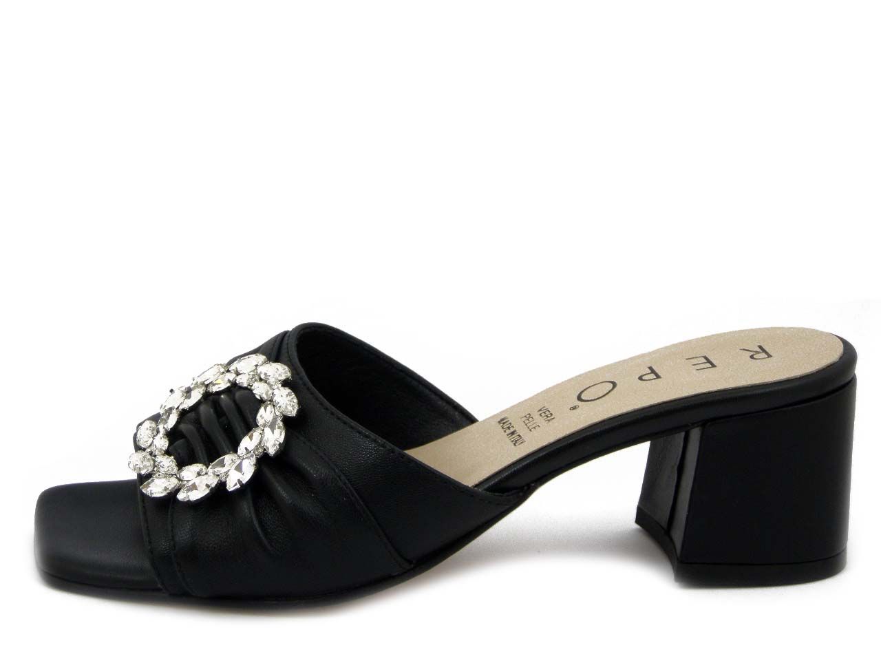 Sandali Donna in Pelle Nero, Tacco Basso 6 cm, OSVALDO PERICOLI - 38513