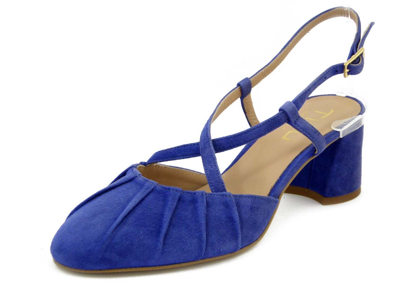 Decolleté Sling Back in Camoscio Azzurro, Tacco Medio 5,5 cm, OSVALDO PERICOLI - AS58