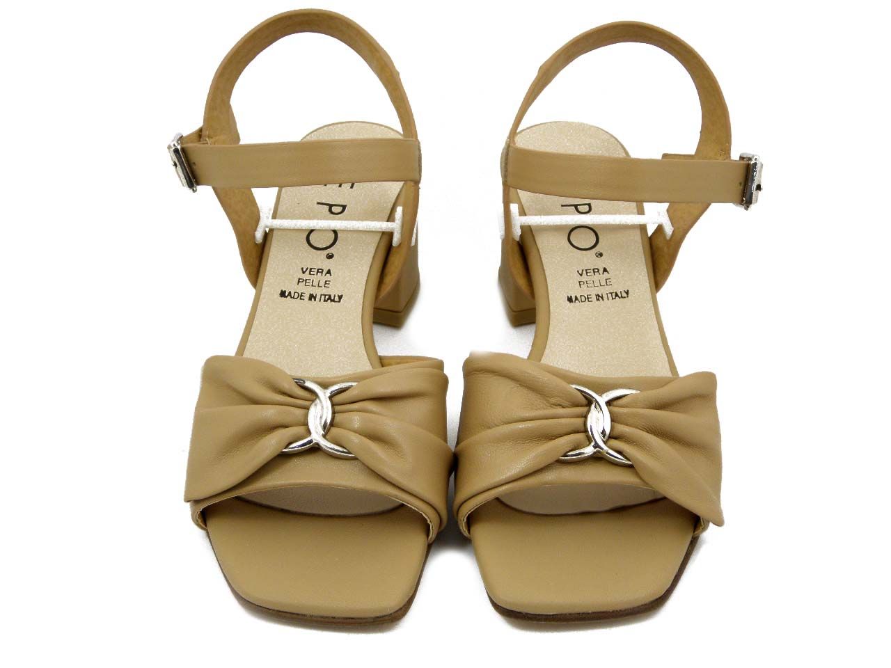 Sandali Donna in Pelle Beige, Tacco 6 cm, OSVALDO PERICOLI - 38633