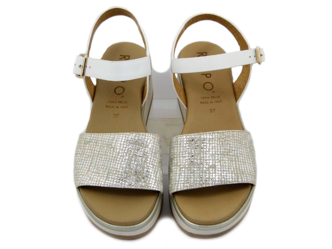 Sandali Donna in Pelle Bianco, Zeppa Medio 5 cm - 83265